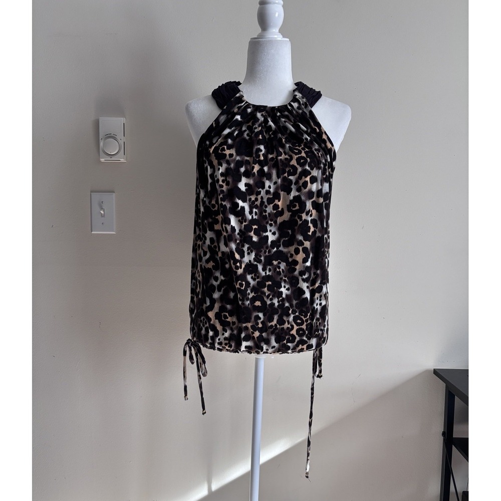 St John Womens Small Sleeveless Top Leopard Animal Print Stretchy Party - Picture 8 of 8